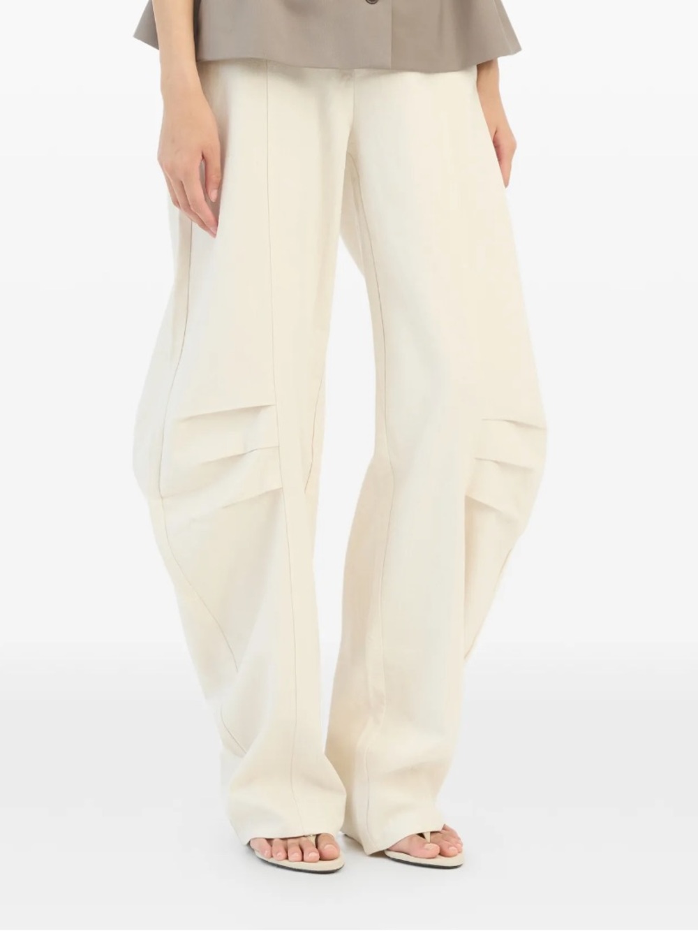 Cream Wide Leg Jeans - Women
